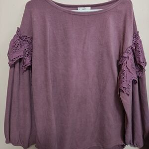 Entro Purple Lace Sleeve Sweater